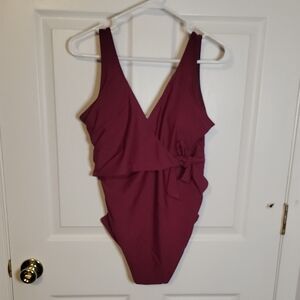 Burgundy S One Piece Maternity/nursing Swimsuit